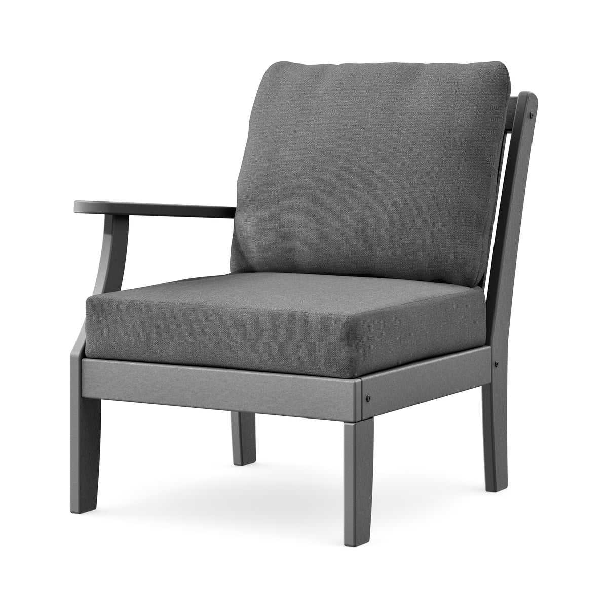POLYWOOD Braxton Modular Left Arm Chair in Slate Grey / Ash Charcoal