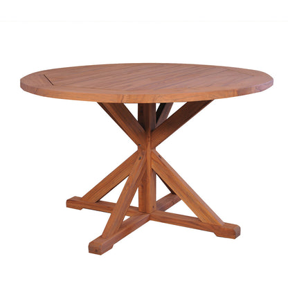 Lloyd Flanders Teak 48" Round Cross Base Dining Table, lifestyle photo 1