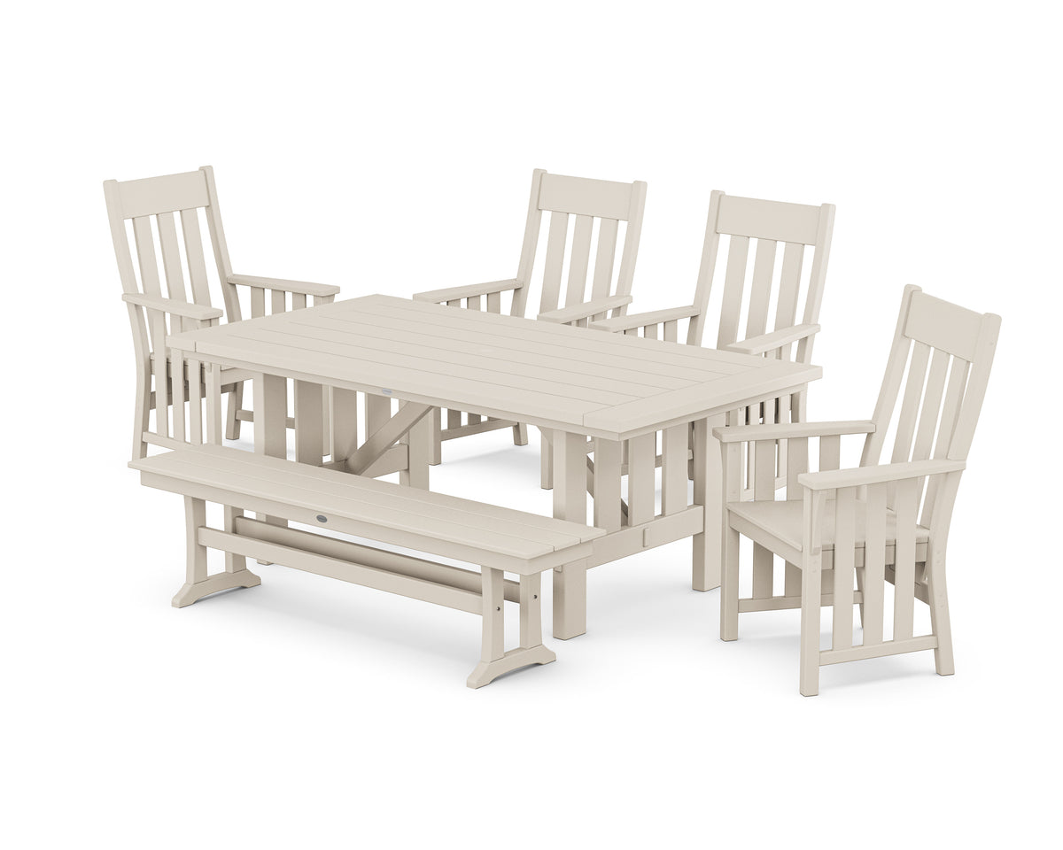POLYWOOD Acadia 6-Piece Dining Set with Bench in Sand