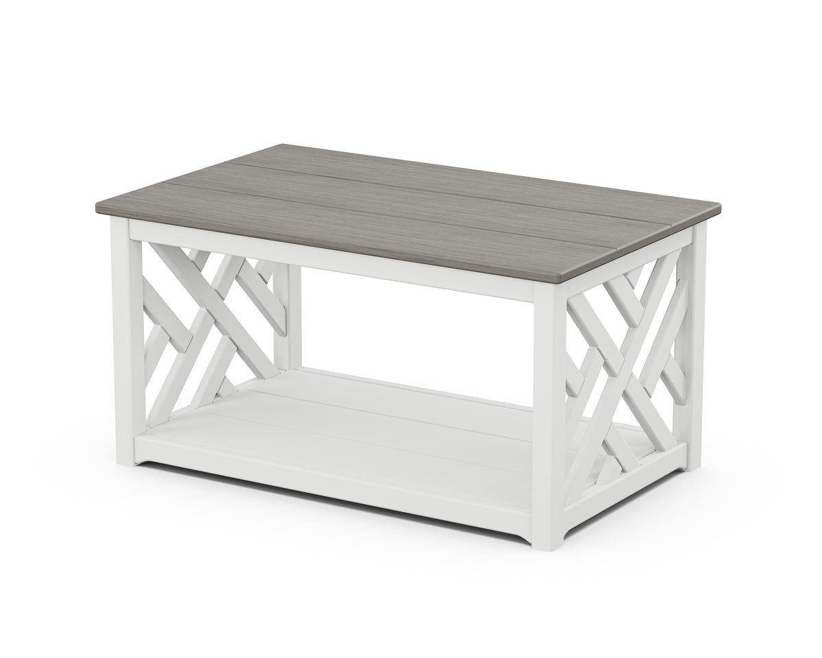 POLYWOOD Chippendale Coffee Table in White / Driftwood
