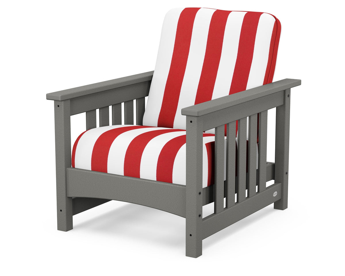 POLYWOOD Club Mission Chair in Slate Grey / Cabana Stripe Crimson