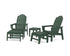 POLYWOOD 5-Piece Vineyard Grand Upright Adirondack Set with Ottomans and Side Table in Green