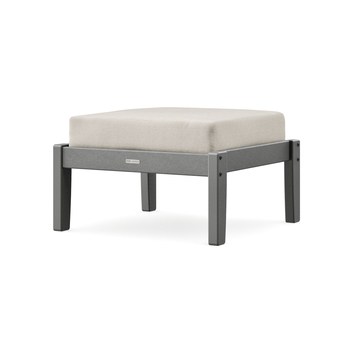 POLYWOOD Chinoiserie Deep Seating Ottoman in Slate Grey / Dune Burlap