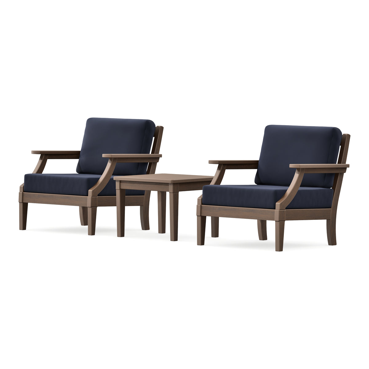 POLYWOOD PW Designer Series Estate 3-Piece Lounge Chair Set in Kona / Navy