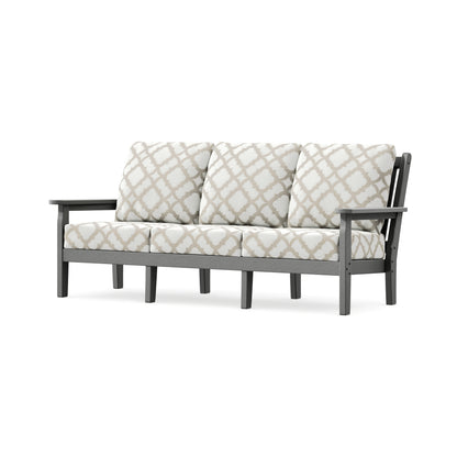 POLYWOOD Chippendale Deep Seating Sofa in Slate Grey / Trellis Dune Burlap