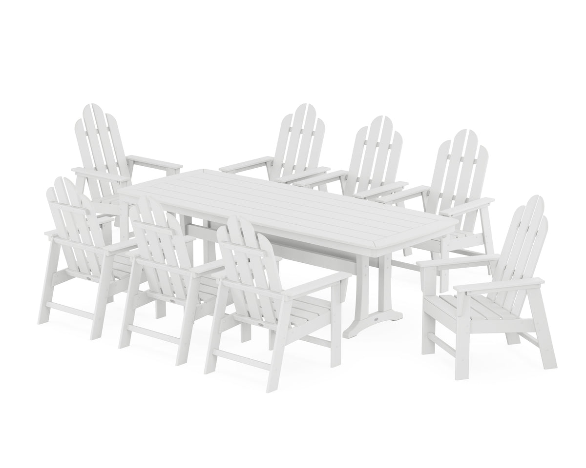 POLYWOOD Long Island 9-Piece Dining Set with Trestle Legs in White