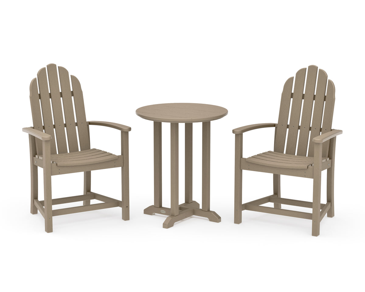 POLYWOOD Classic Adirondack 3-Piece Round Bistro Dining Set in Vintage Sahara