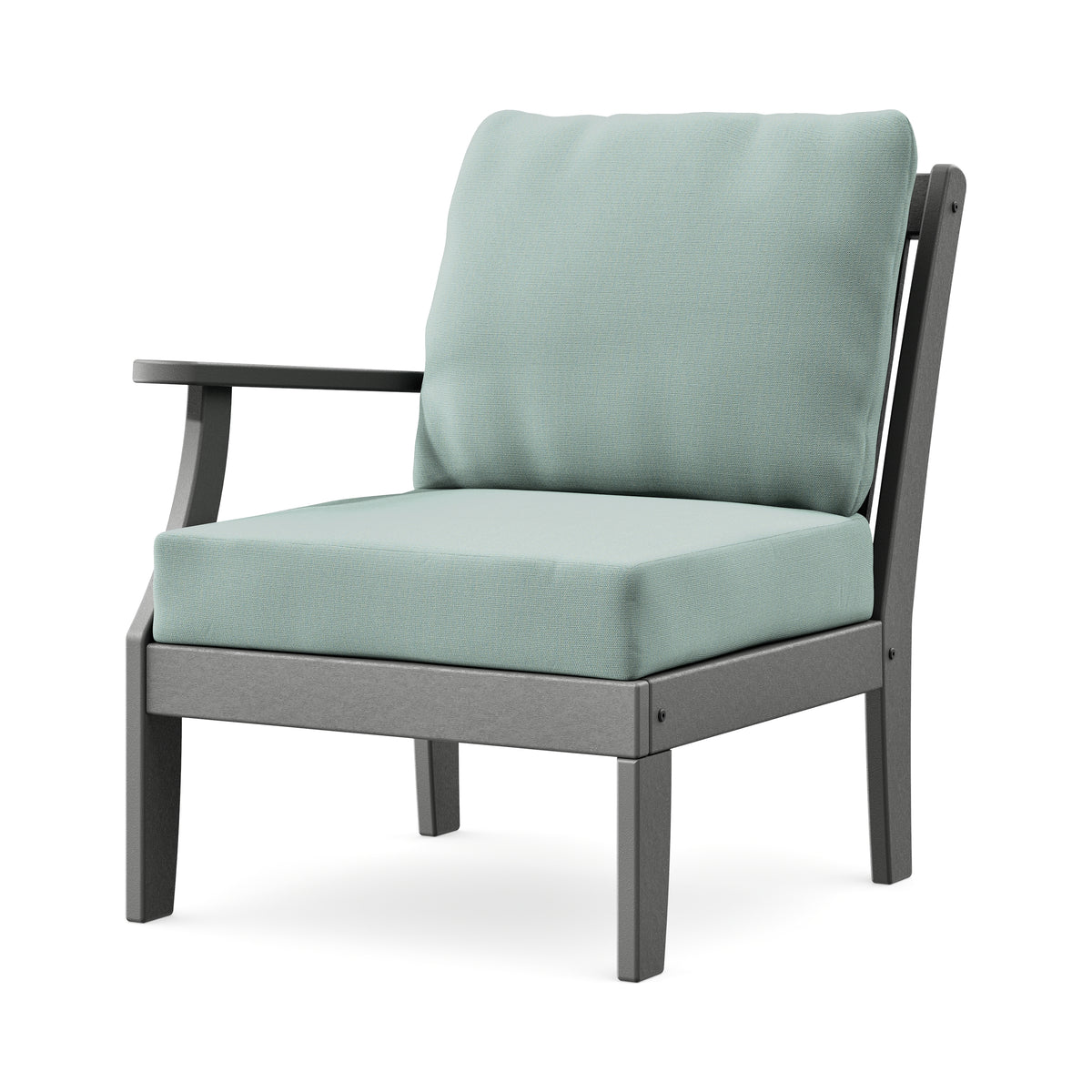 POLYWOOD Braxton Modular Left Arm Chair in Slate Grey / Spa
