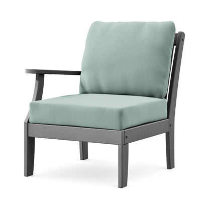 POLYWOOD Braxton Modular Left Arm Chair in Slate Grey / Spa