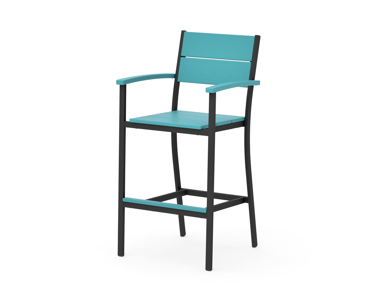 POLYWOOD Main Street Bar Arm Chair in Black / Aruba