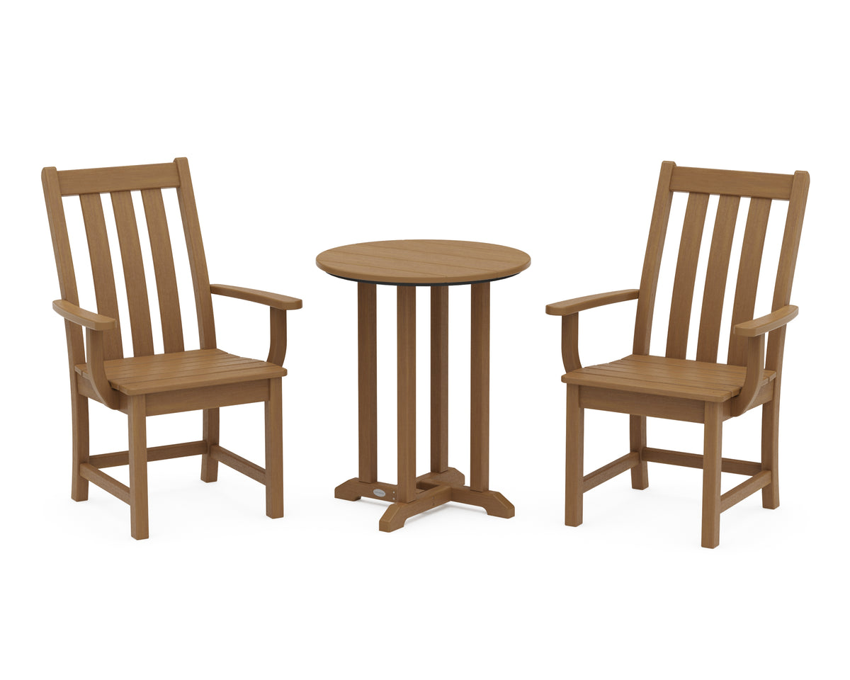 POLYWOOD Vineyard 3-Piece Round Bistro Dining Set in Natural