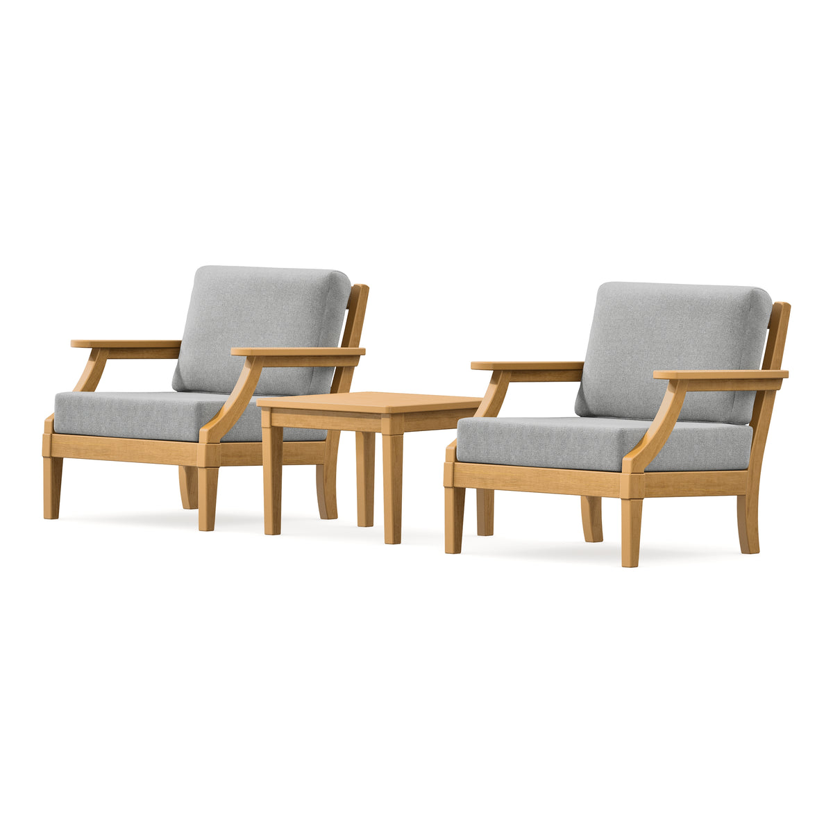POLYWOOD PW Designer Series Estate 3-Piece Lounge Chair Set in Natural / Grey Mist
