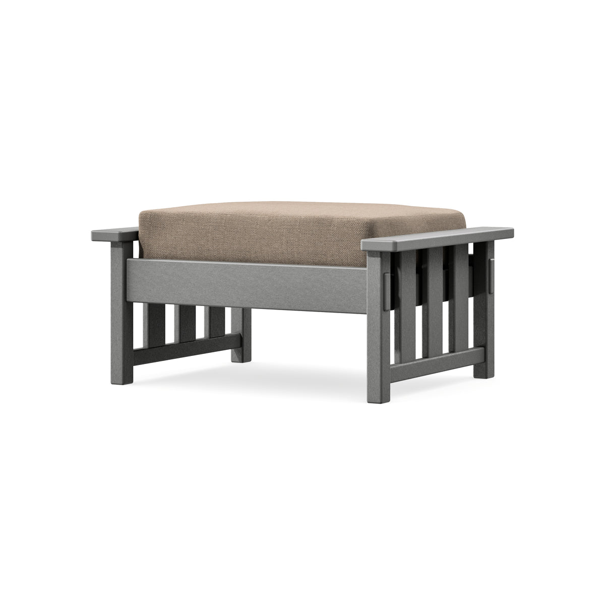 POLYWOOD Acadia Deep Seating Ottoman in Slate Grey / Spiced Burlap