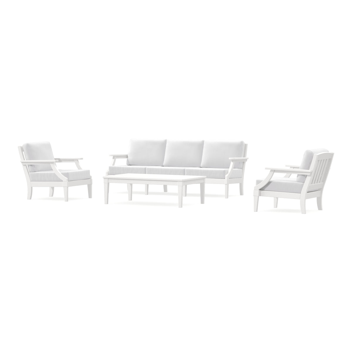 POLYWOOD PW Designer Series Estate 4-Piece Lounge Sofa Set in Vintage White / Natural