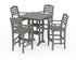 POLYWOOD Savannah 5-Piece Farmhouse Bar Set with Trestle Legs in Slate Grey
