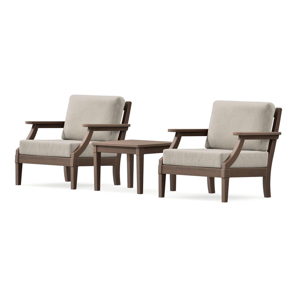 POLYWOOD PW Designer Series Estate 3-Piece Lounge Chair Set in Kona / Cast Ash