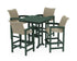 POLYWOOD Coastal Woven 5-Piece Farmhouse Bar Set with Trestle Legs in Green / Dune Grass
