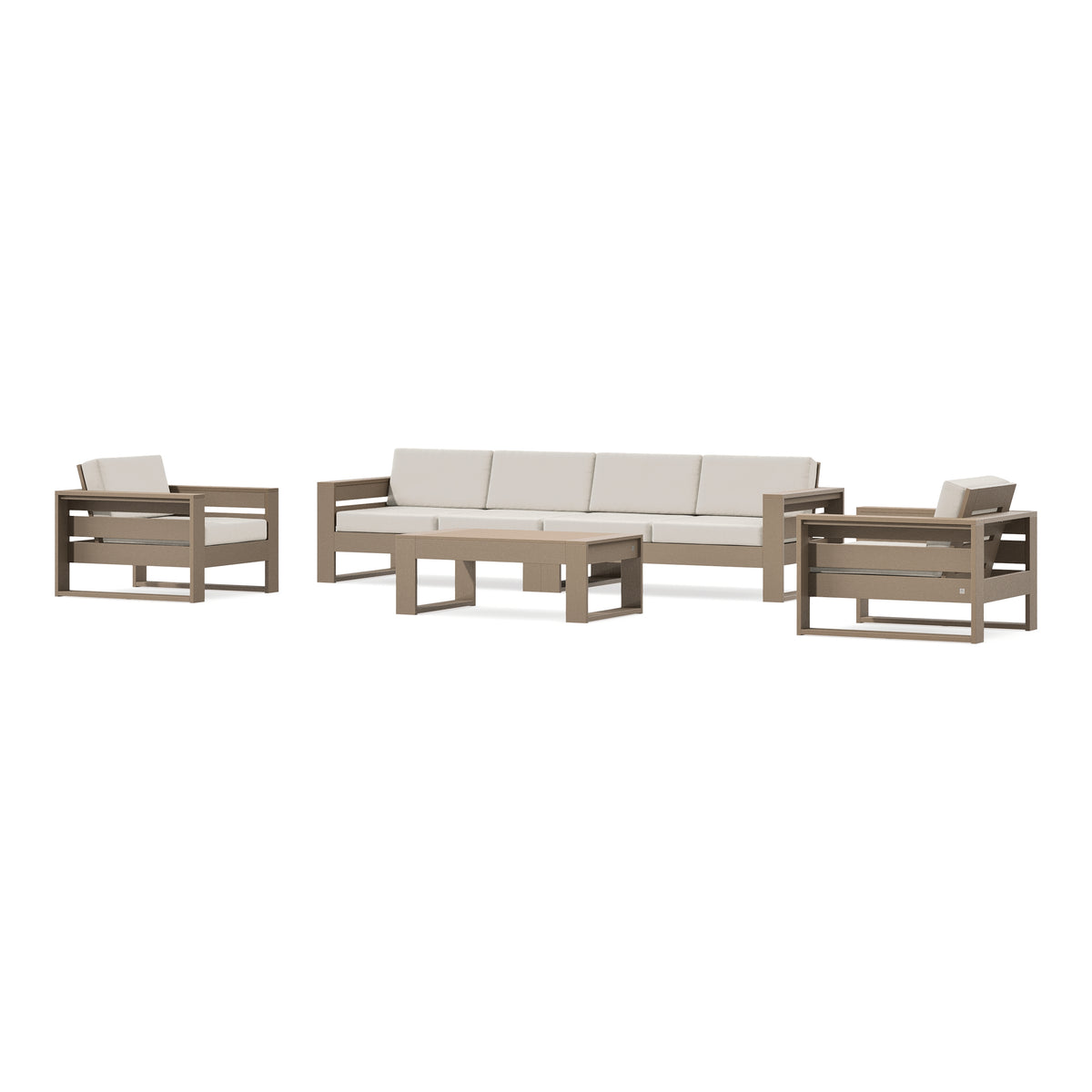 POLYWOOD PW Designer Series Latitude 5-Piece Lounge Sofa Set in Vintage Sahara / Dune Burlap