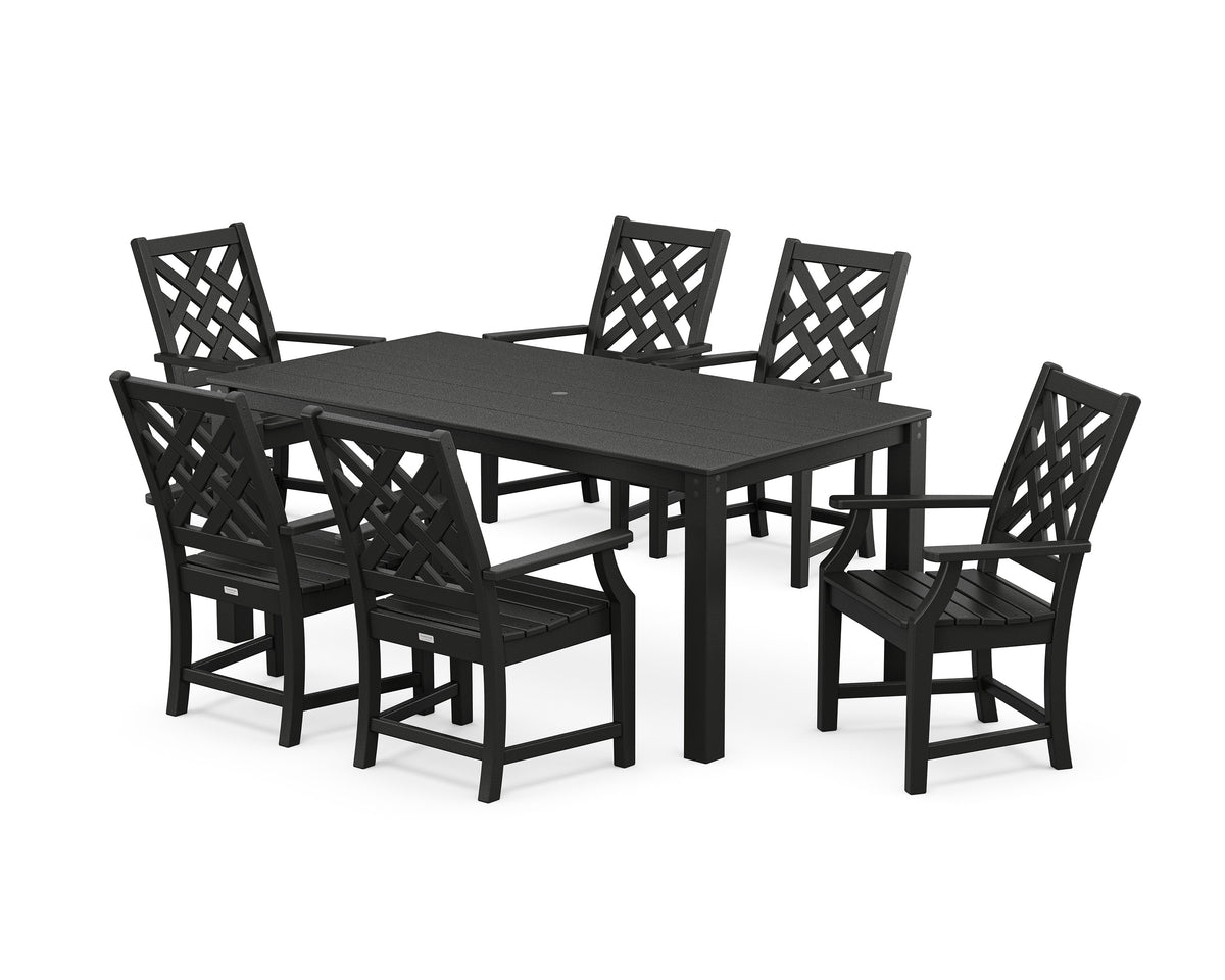 POLYWOOD Wovendale Arm Chair 7-Piece Parsons Dining Set in Black