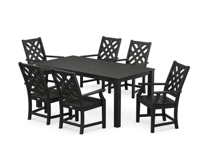 POLYWOOD Wovendale Arm Chair 7-Piece Parsons Dining Set in Black