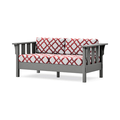 POLYWOOD Acadia Deep Seating Loveseat in Slate Grey / Trellis Crimson