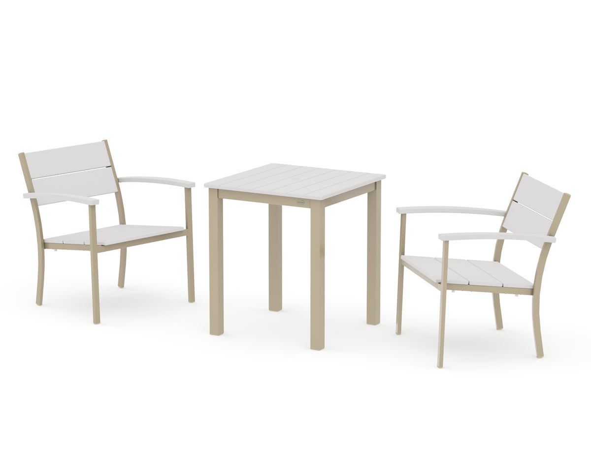 POLYWOOD Main Street 3-Piece Square Dining Set in Sand / Vintage White