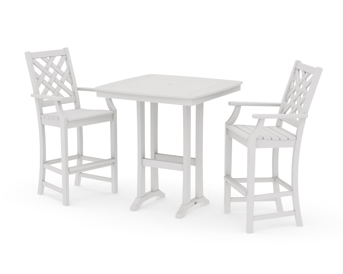 POLYWOOD Country Living Wovendale 3-Piece Bar Set in Vintage White