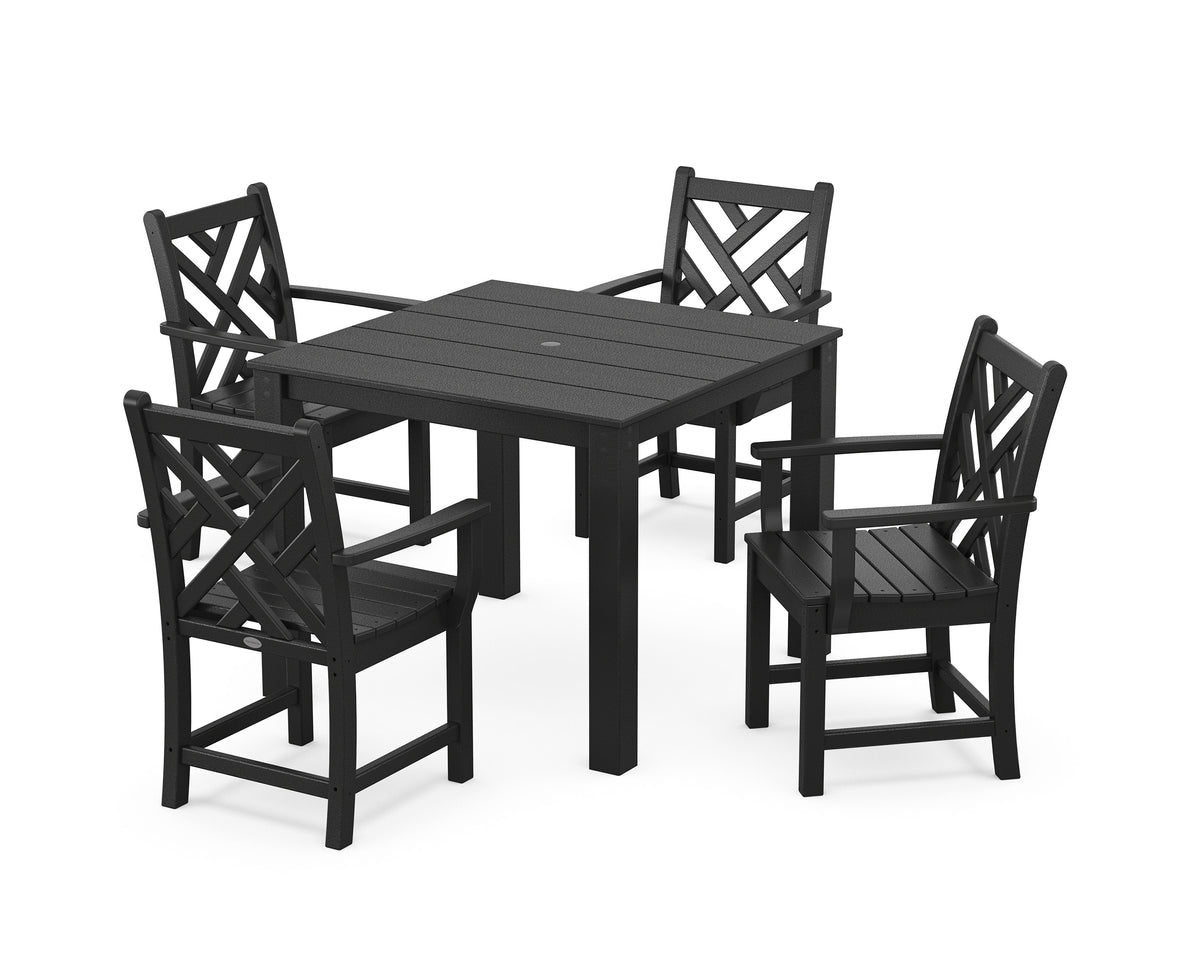 POLYWOOD Chippendale 5-Piece Parsons Dining Set in Black