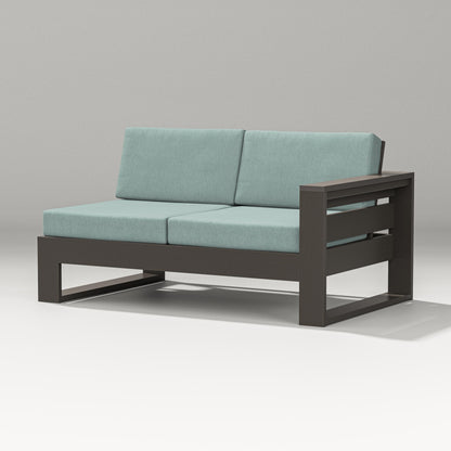 POLYWOOD Latitude Modular Right Arm Loveseat in Vintage Coffee / Glacier Spa
