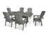 POLYWOOD Nautical Curveback Adirondack 7-Piece Dining Set with Trestle Legs in Slate Grey
