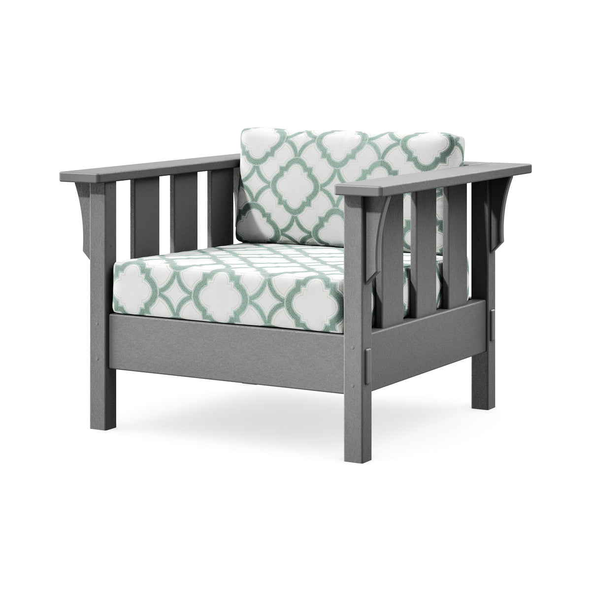 POLYWOOD Acadia Deep Seating Chair in Slate Grey / Trellis Glacier Spa