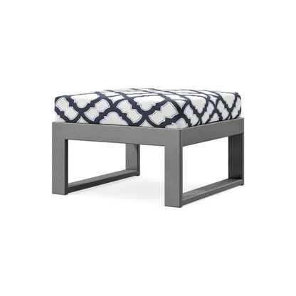 POLYWOOD Modular Ottoman - Modern in Slate Grey / Trellis Navy