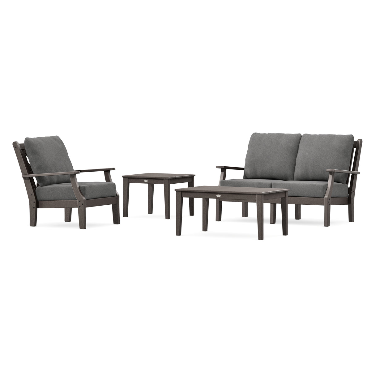 POLYWOOD Country Living Wovendale 4-Piece Deep Seating Set in Vintage Coffee