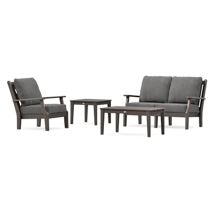 POLYWOOD Country Living Wovendale 4-Piece Deep Seating Set in Vintage Coffee