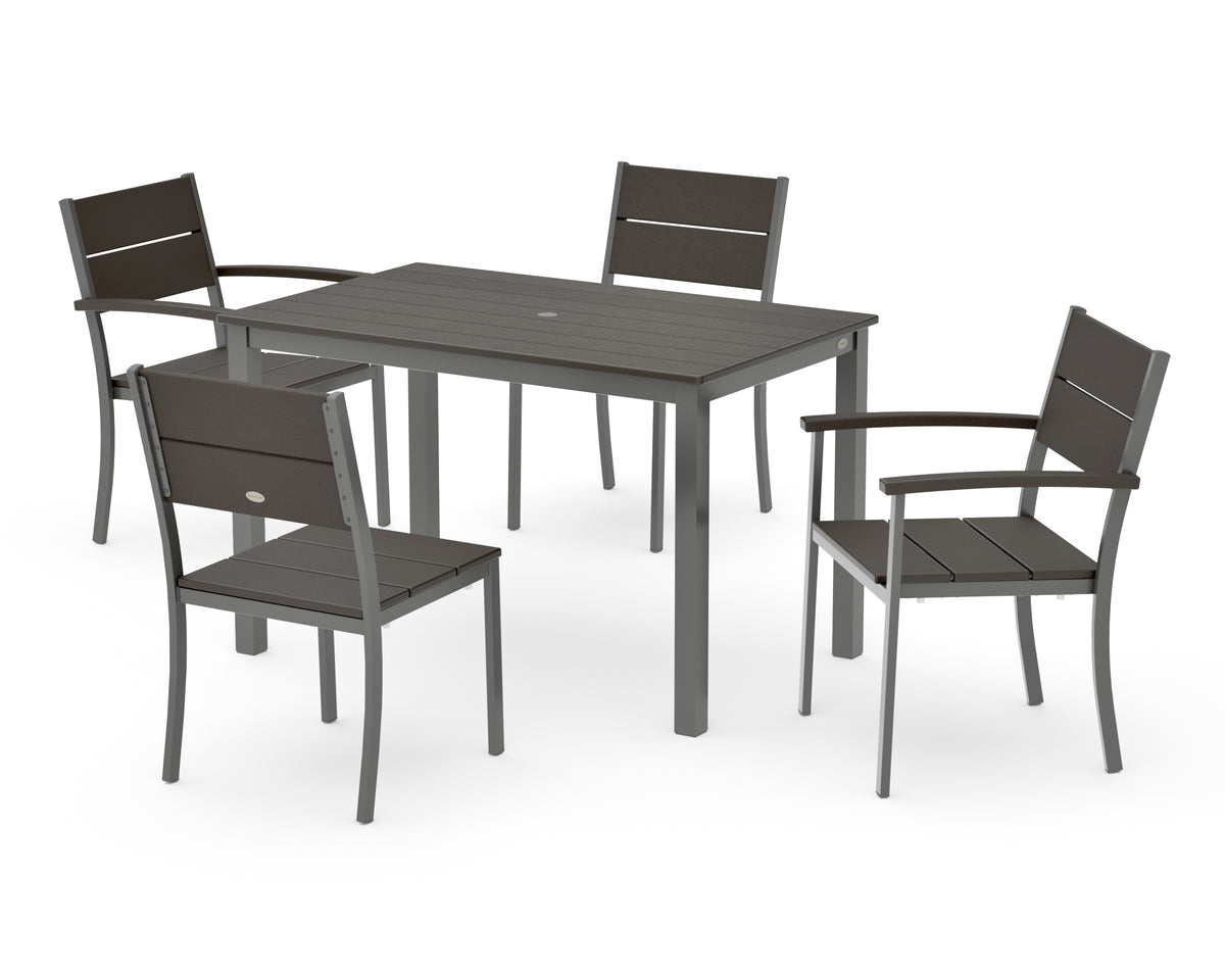 POLYWOOD Main Street 5-Piece Dining Set with Main Street 30 x 48 Dining Table in Charcoal / Vintage Coffee