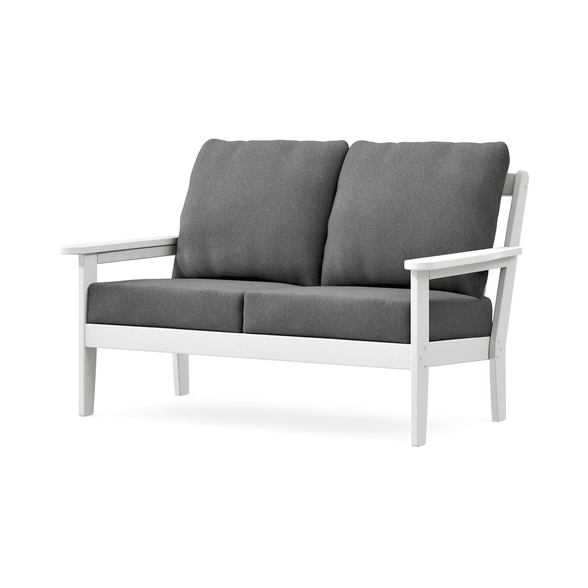 POLYWOOD Cottage Deep Seating Loveseat in Vintage White / Ash Charcoal