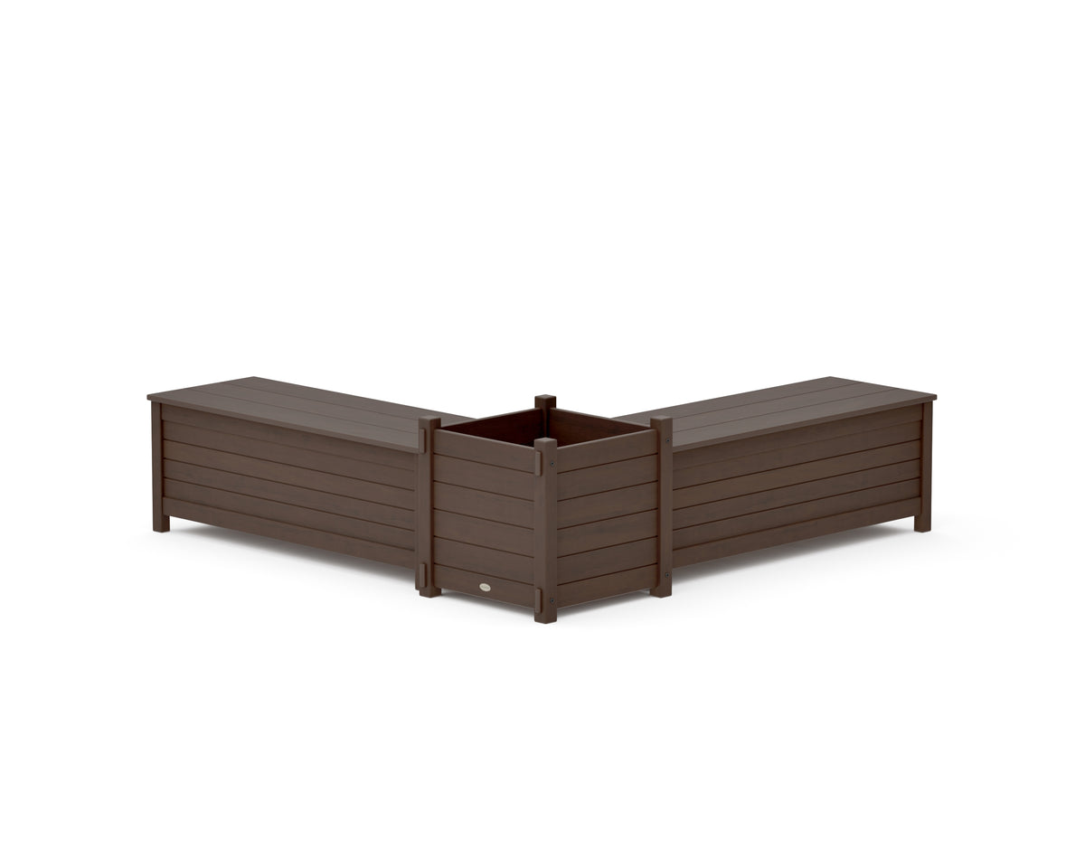 POLYWOOD 48" Nautical L-Shaped Planter Storage Bench Set - Large in Kona