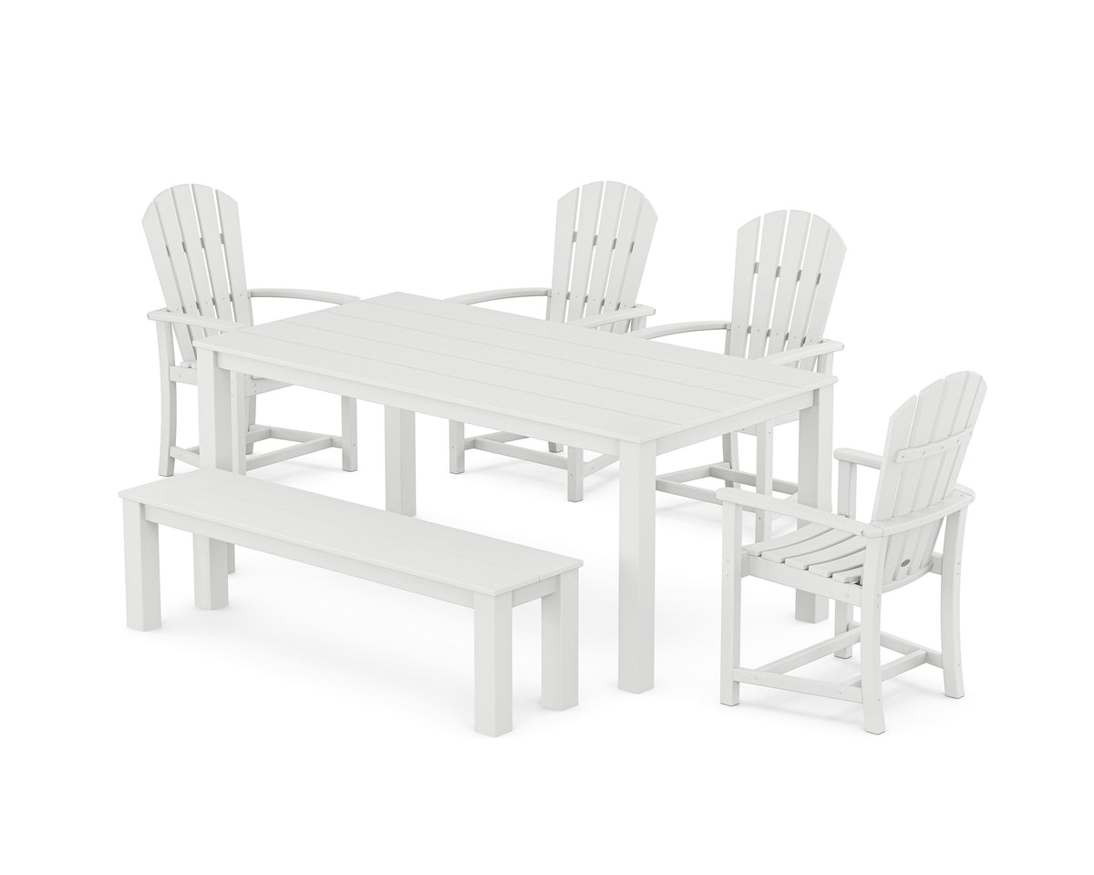 POLYWOOD Palm Coast 6-Piece Parsons Dining Set with Bench in White