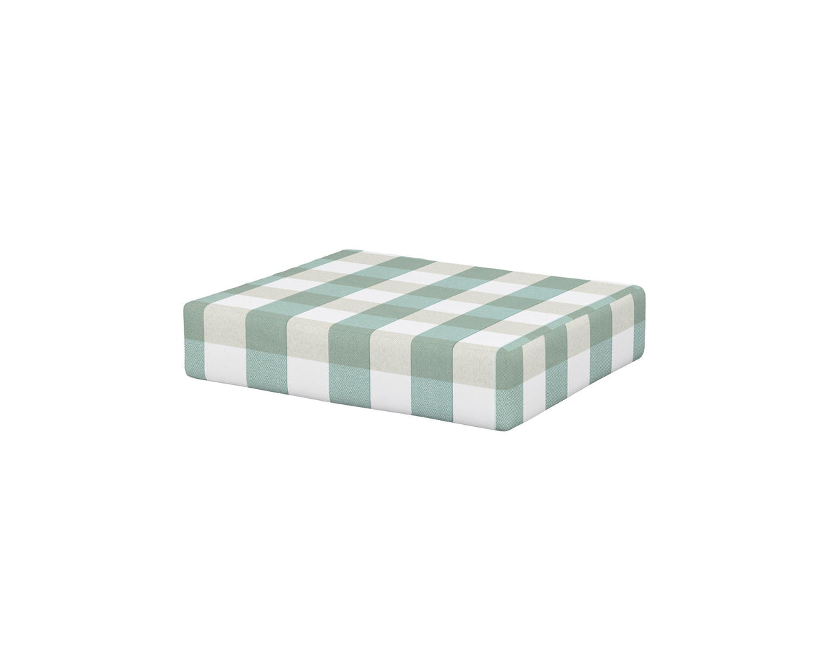 POLYWOOD Acadia Ottoman Cushion in Buffalo Plaid Glacier Spa