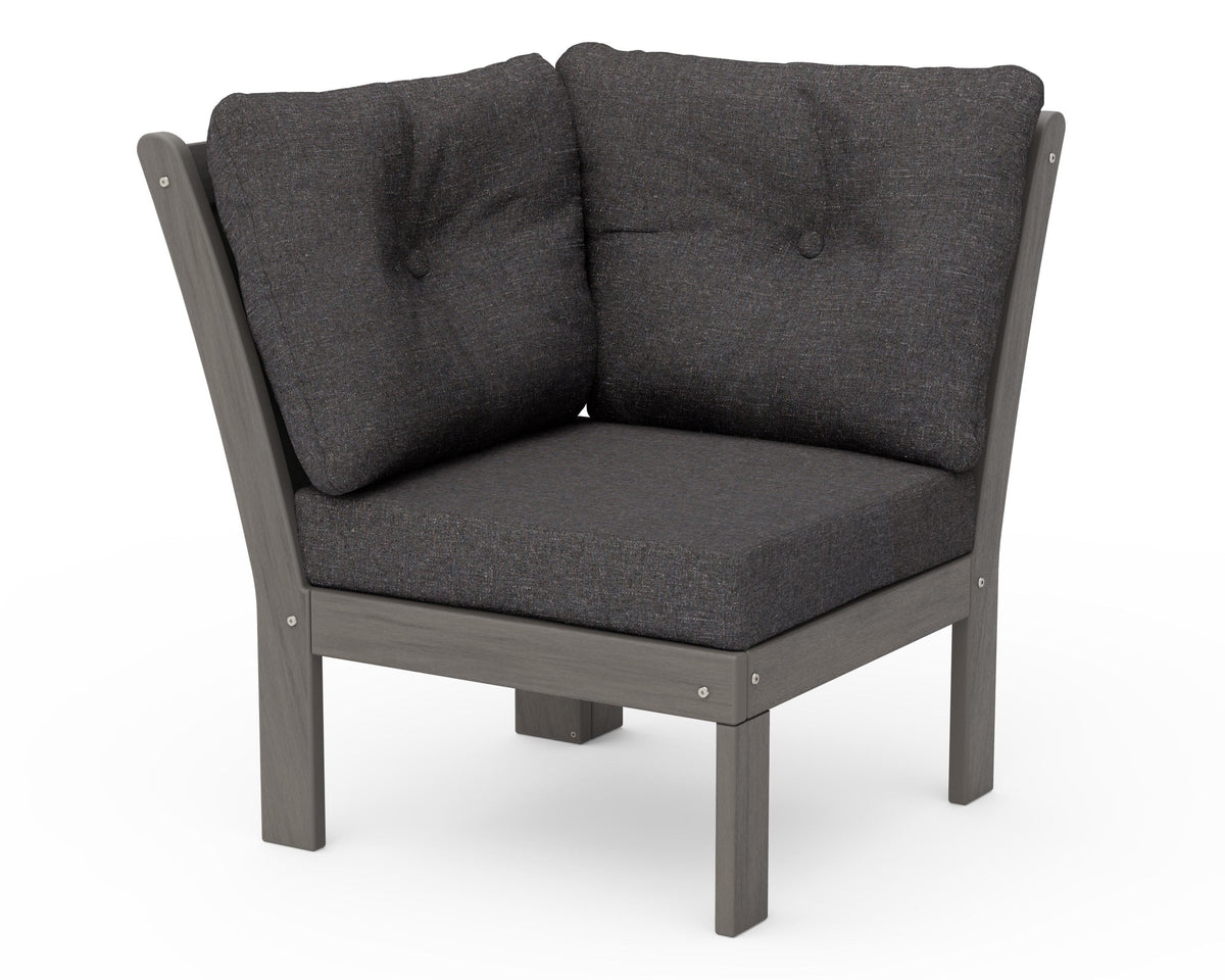 POLYWOOD Vineyard Modular Corner Chair in Driftwood / Ash Charcoal