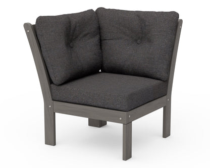 POLYWOOD Vineyard Modular Corner Chair in Driftwood / Ash Charcoal