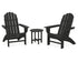 POLYWOOD Vineyard 3-Piece Curveback Adirondack Set in Black
