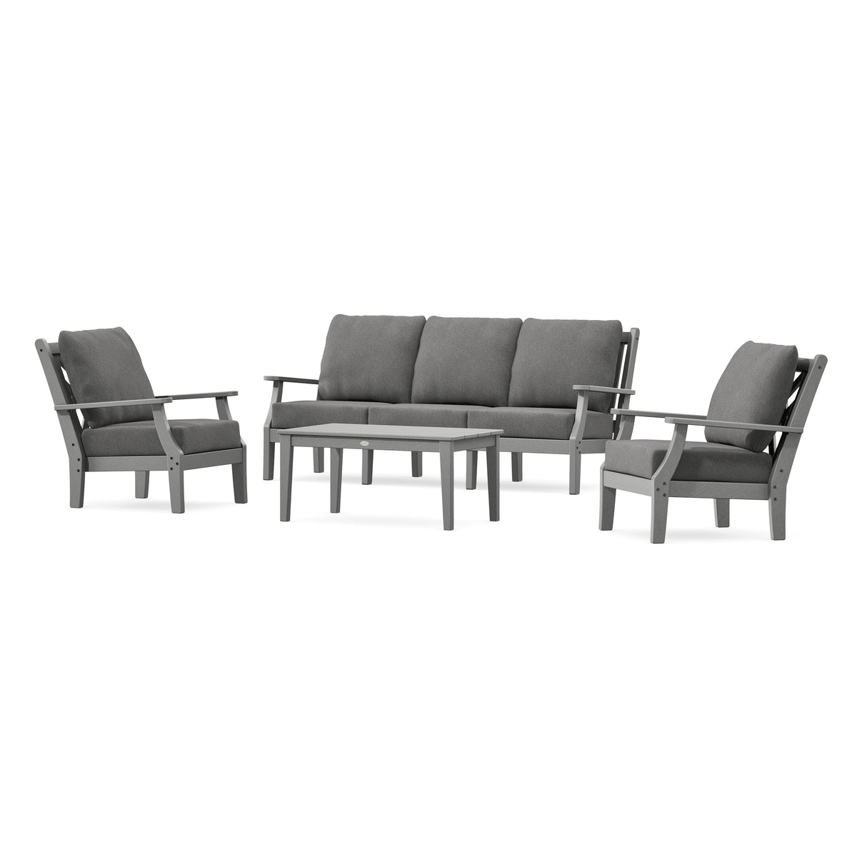 POLYWOOD Country Living Wovendale 4-Piece Deep Seating Set with Sofa in Slate Grey