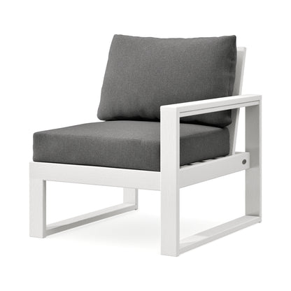 POLYWOOD EDGE Modular Right Arm Chair in Vintage White / Ash Charcoal