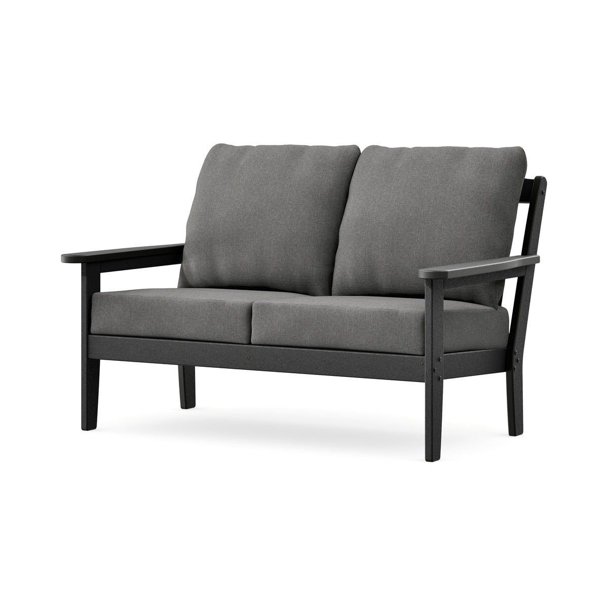 POLYWOOD Cottage Deep Seating Loveseat in Black / Ash Charcoal