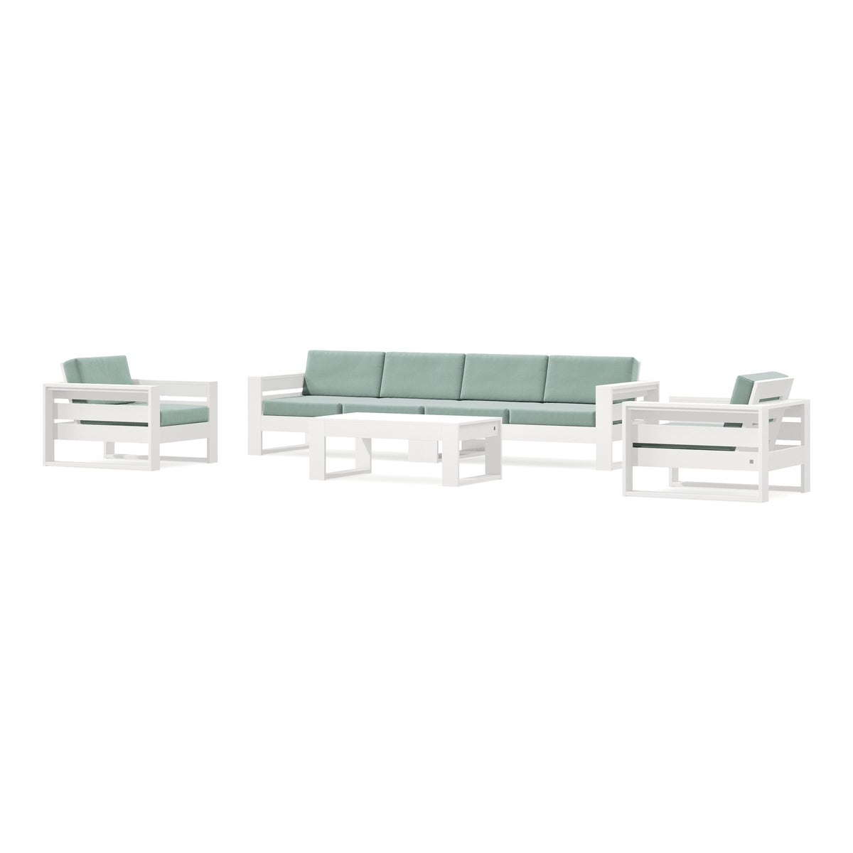 POLYWOOD PW Designer Series Latitude 5-Piece Lounge Sofa Set in Vintage White / Spa