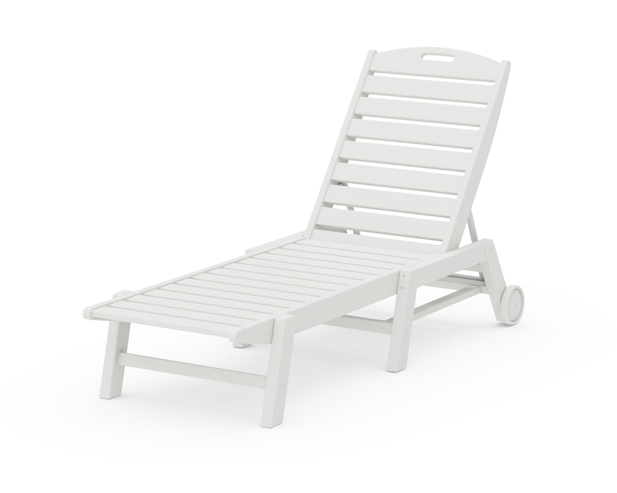 POLYWOOD Nautical Chaise with Wheels in Vintage White