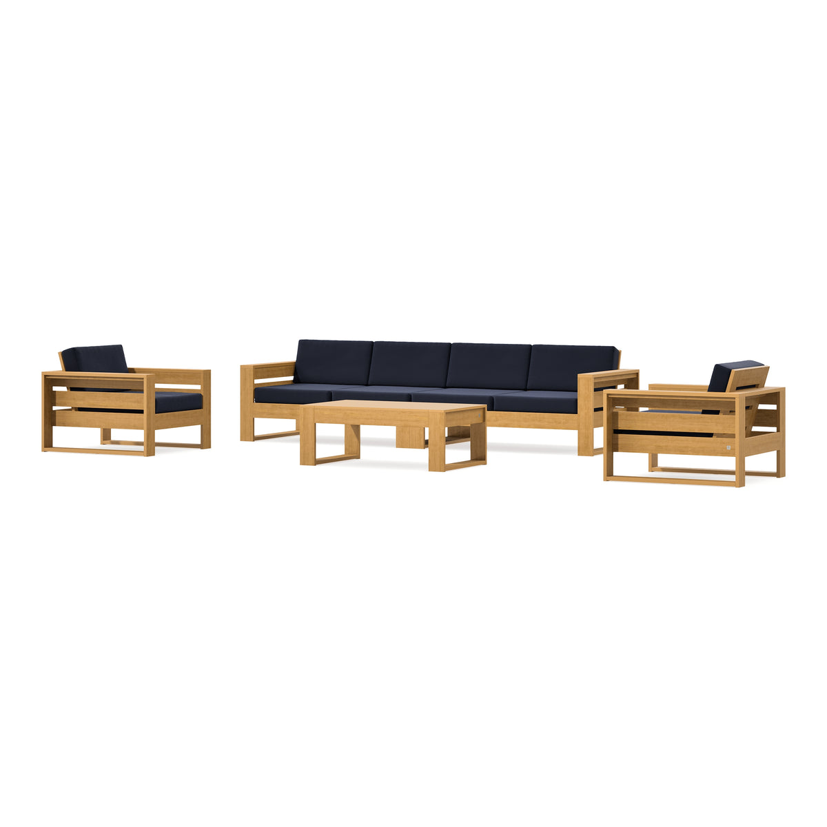 POLYWOOD PW Designer Series Latitude 5-Piece Lounge Sofa Set in Natural / Navy