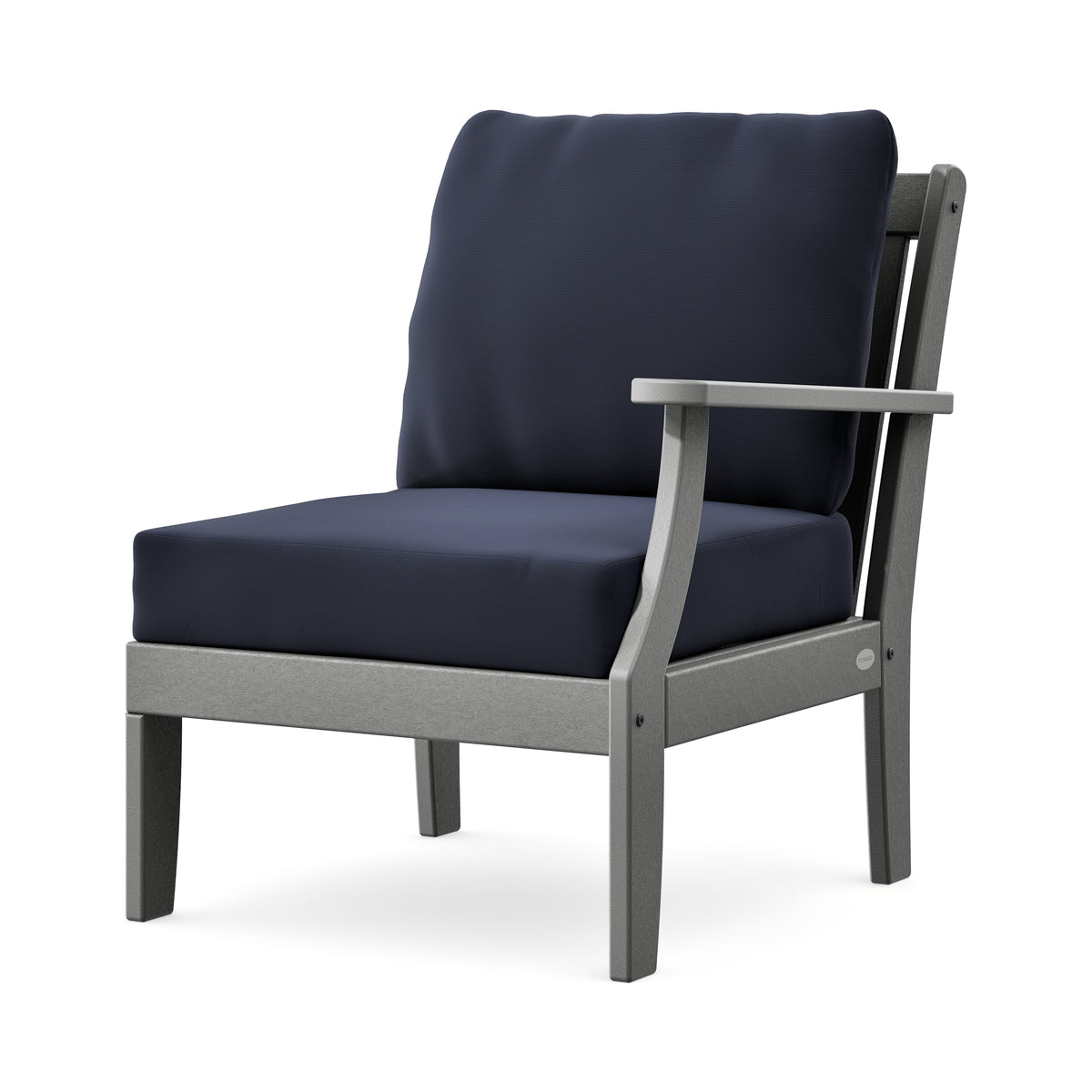 POLYWOOD Braxton Modular Right Arm Chair in Slate Grey / Navy
