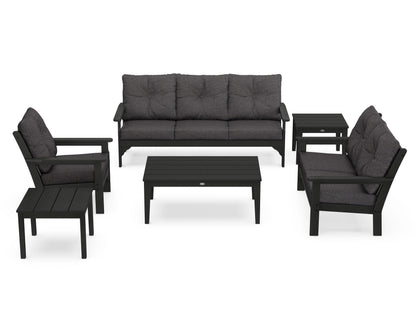 POLYWOOD Vineyard 6-Piece Deep Seating Set in Black / Ash Charcoal